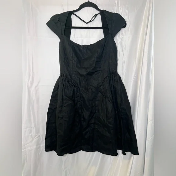 Reformation Oaklyn Cap Sleeve Linen Minidress Black Size 8 Reformation Oaklyn Cap Sleeve Linen Minidress Black Size 8